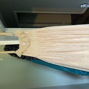 size large nude ruffled party dress